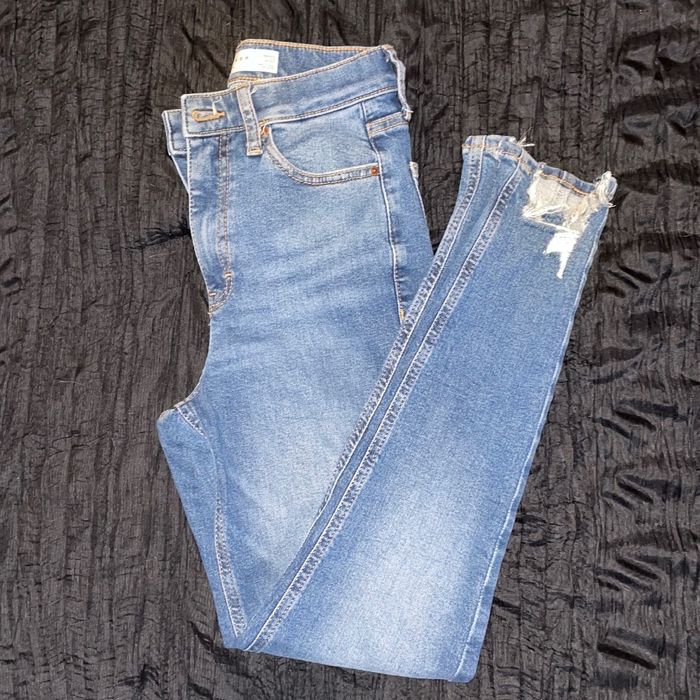 Top shop high waisted jeans with unique ankle detail